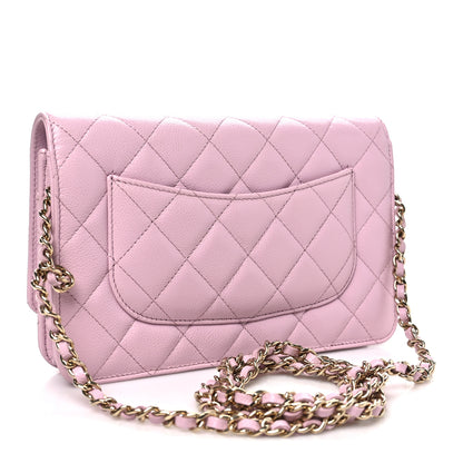 Chanel Caviar Quilted Wallet on Chain WOC Light Pink 3 of 12