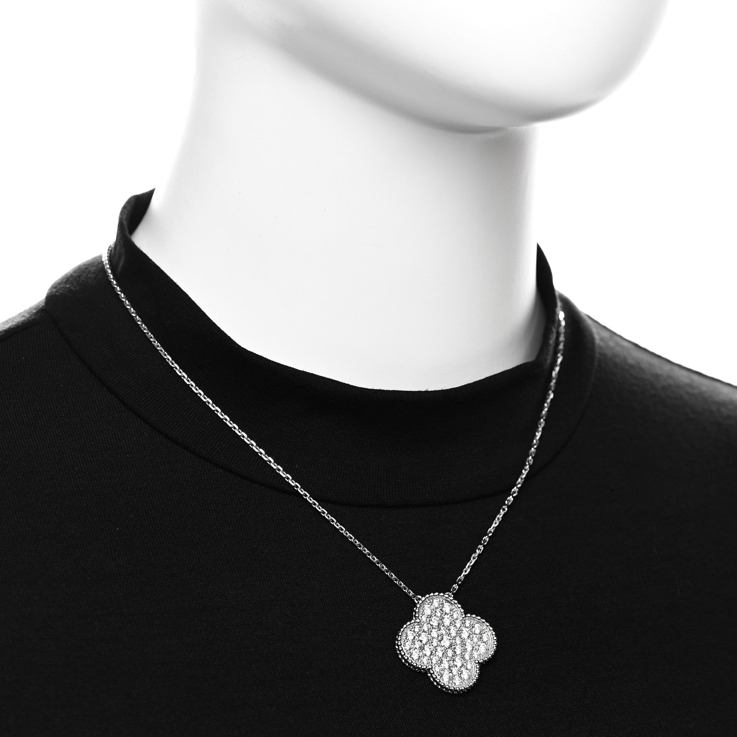 Van Cleef & Arpels 18K White Gold Diamond Magic Alhambra Pendant Necklace 2 of 7