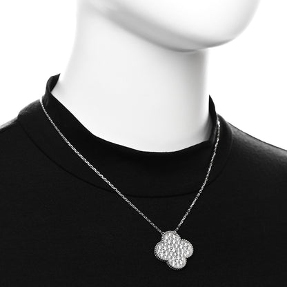 Van Cleef & Arpels 18K White Gold Diamond Magic Alhambra Pendant Necklace 2 of 7