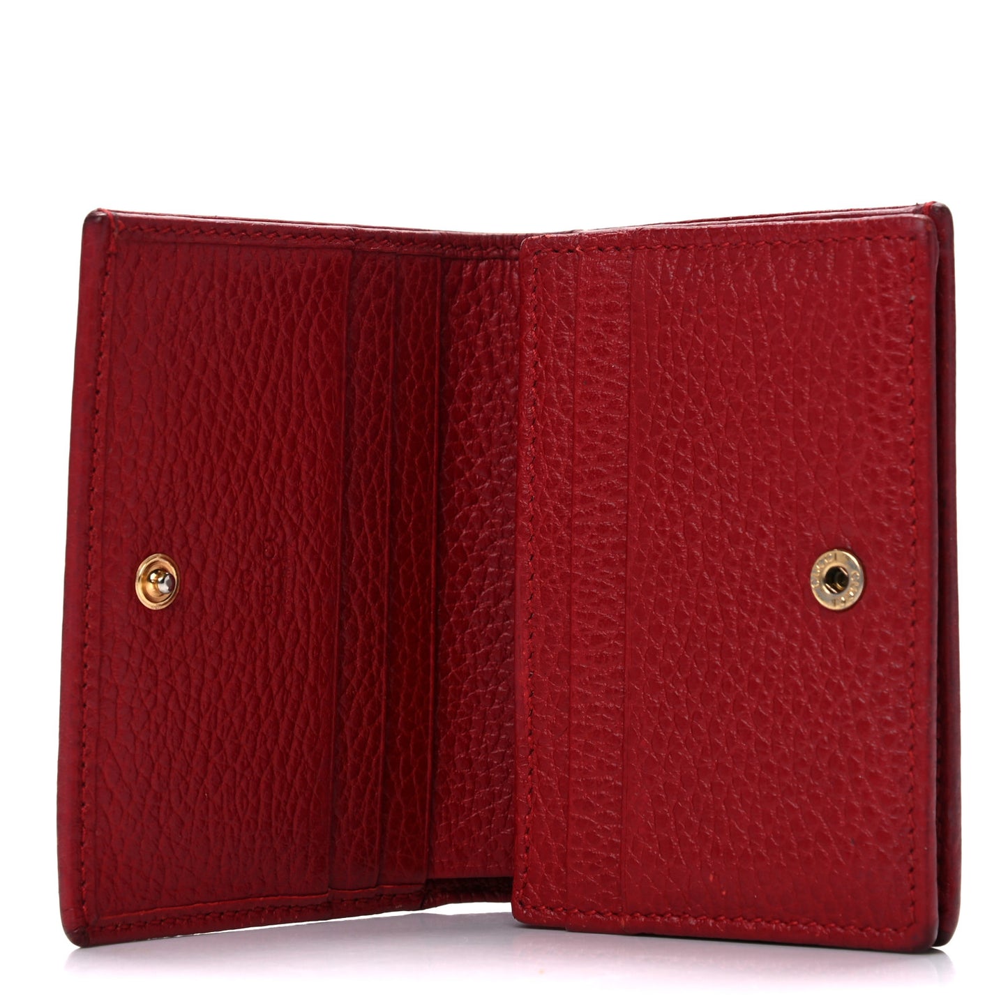 Pebbled Calfskin GG Marmont Card Case Hibiscus Red