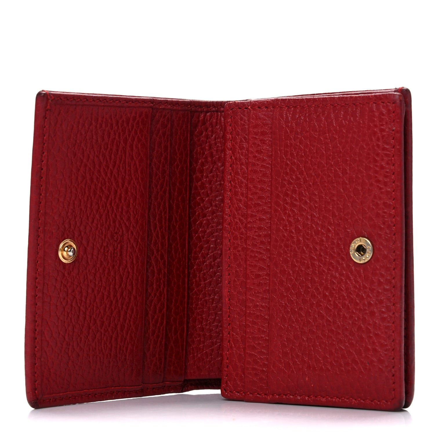 Gucci Pebbled Calfskin GG Marmont Card Case Hibiscus Red 5 of 11
