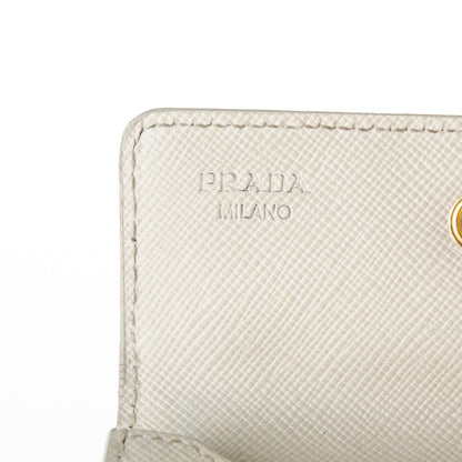 Prada Saffiano Metal Flap Card Holder Talco 7 of 7