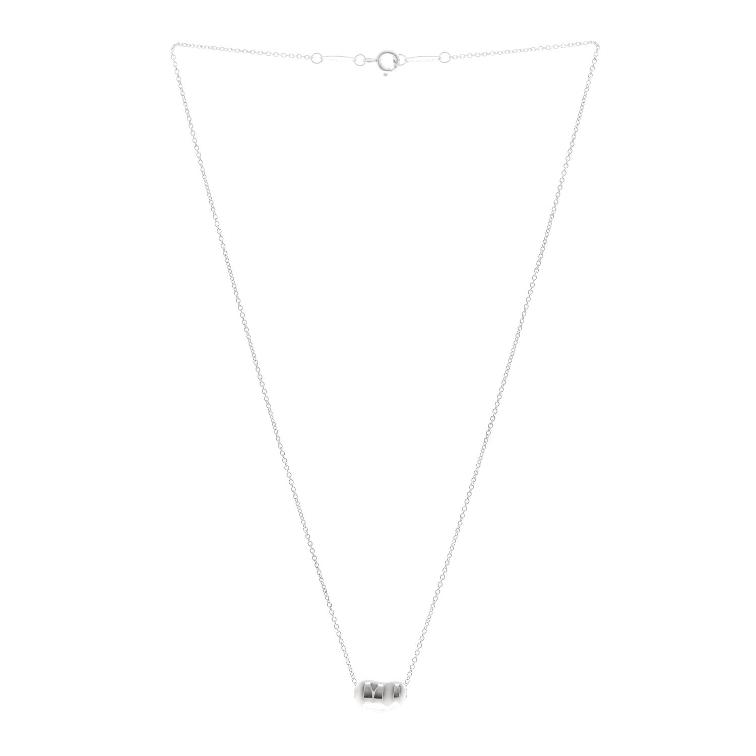 Tiffany Sterling Silver 12mm Elsa Peretti Bean Pendant Necklace 3 of 5