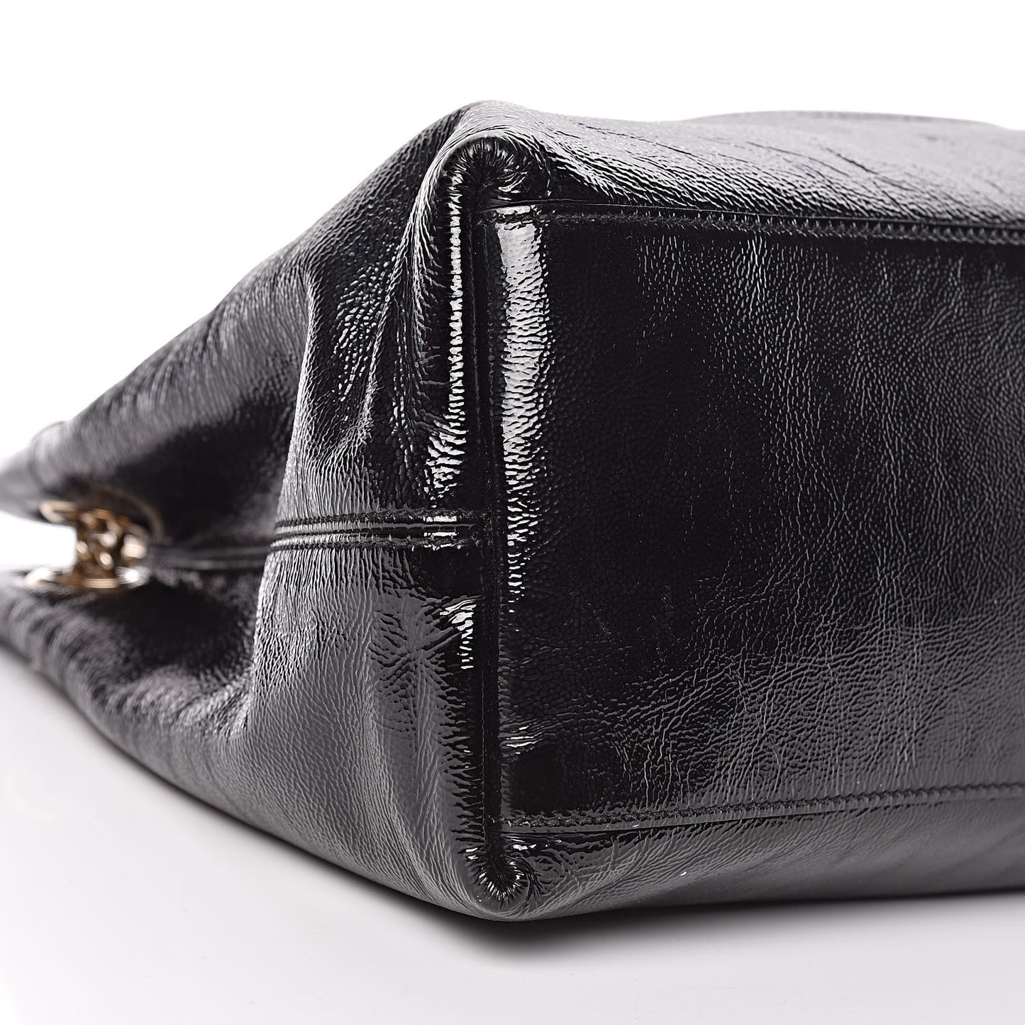 Patent Medium Soho Chain Shoulder Bag Black