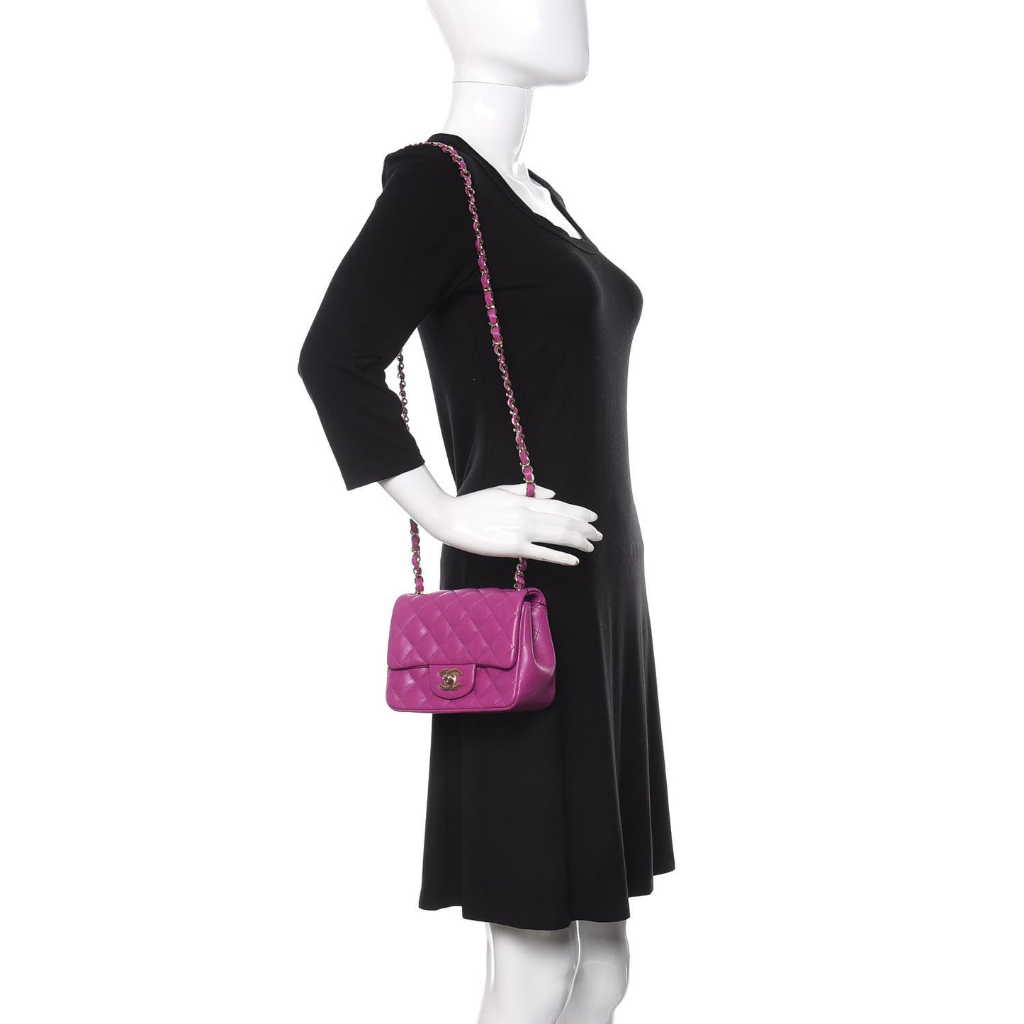 Lambskin Quilted Mini Square Flap Purple