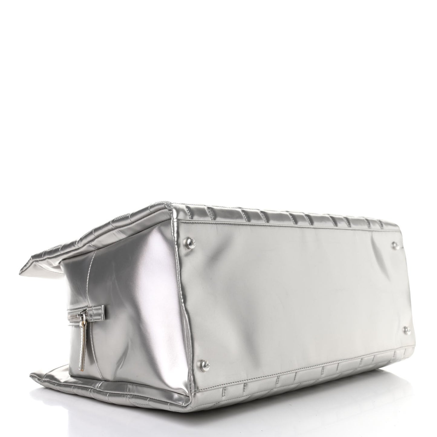 Vinyl Quilted Frozen Shopping Tote Silver