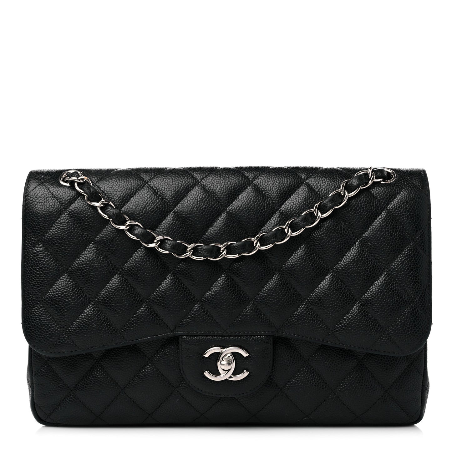 Caviar Quilted Jumbo Double Flap Black