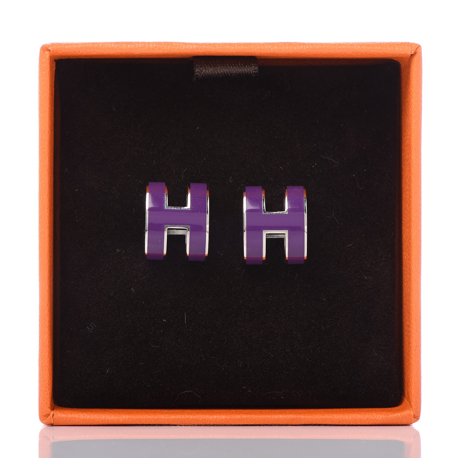Hermes Palladium Lacquered Pop H Earrings Ultraviolet 5 of 5