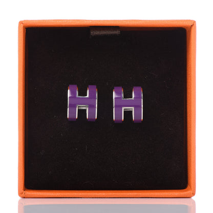 Hermes Palladium Lacquered Pop H Earrings Ultraviolet 5 of 5