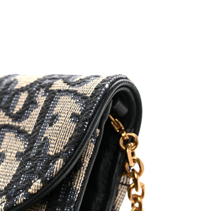 Christian Dior Oblique Saddle Chain Long Wallet Blue 13 of 14