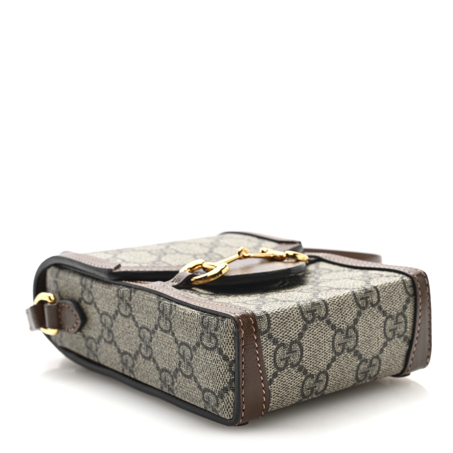 Gucci GG Supreme Monogram Mini Horsebit 1955 Crossbody Bag Beige Brown Sugar 4 of 11