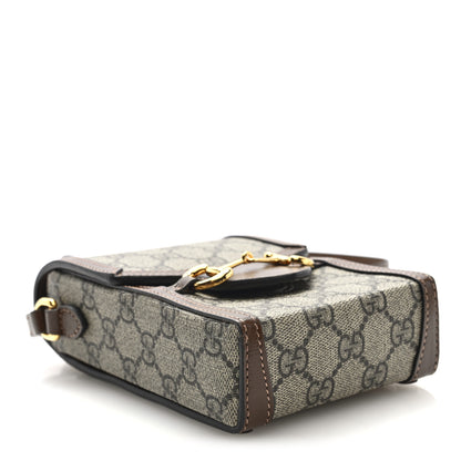 Gucci GG Supreme Monogram Mini Horsebit 1955 Crossbody Bag Beige Brown Sugar 4 of 11