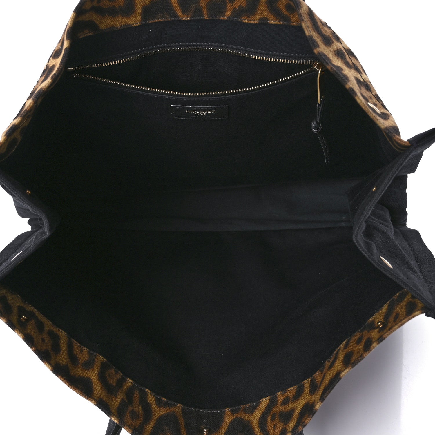 Saint Laurent Canvas Calfskin Leopard Print Rive Gauche Noe Tote Natural Black 5 of 11
