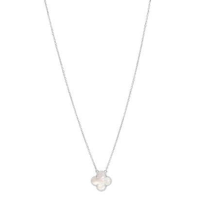Van Cleef & Arpels 18K White Gold Mother of Pearl Vintage Alhambra Pendant Necklace 1 of 5