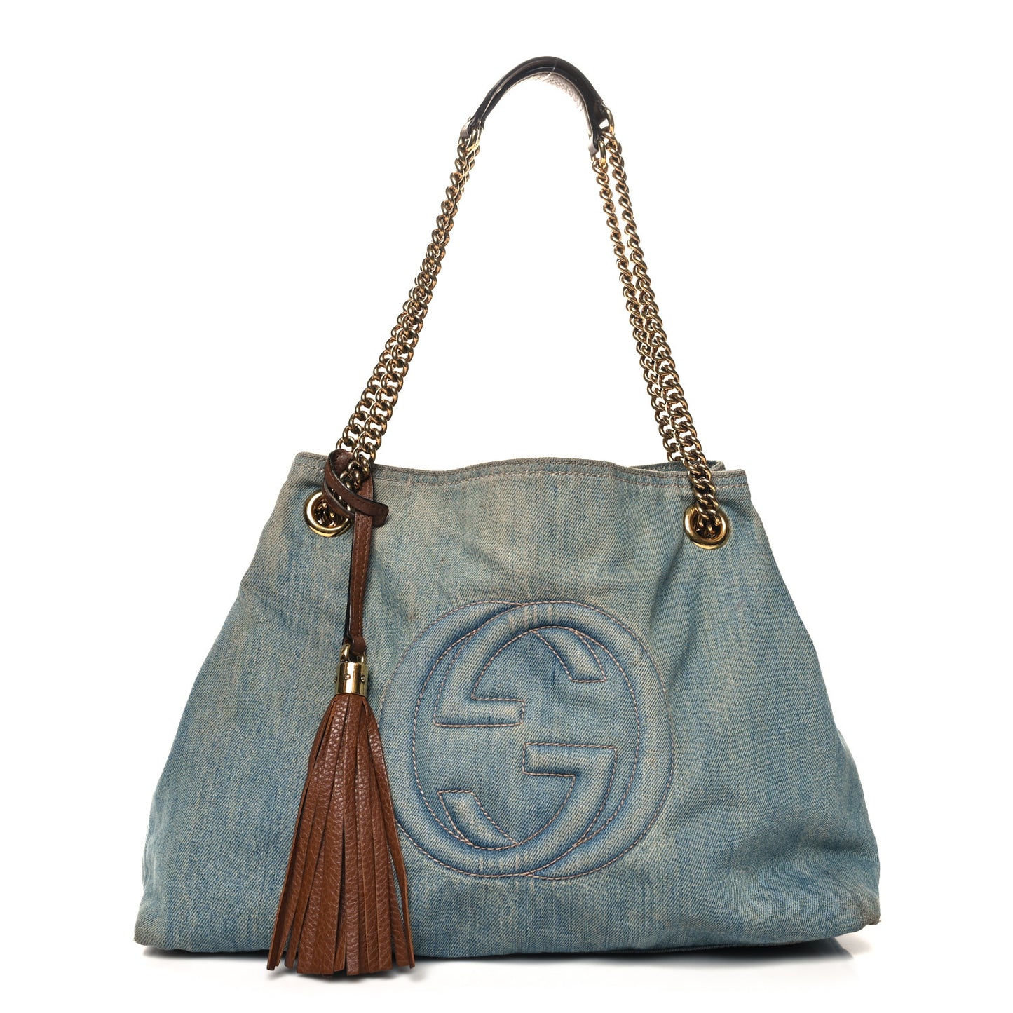 Denim Medium Soho Chain Shoulder Bag Blue