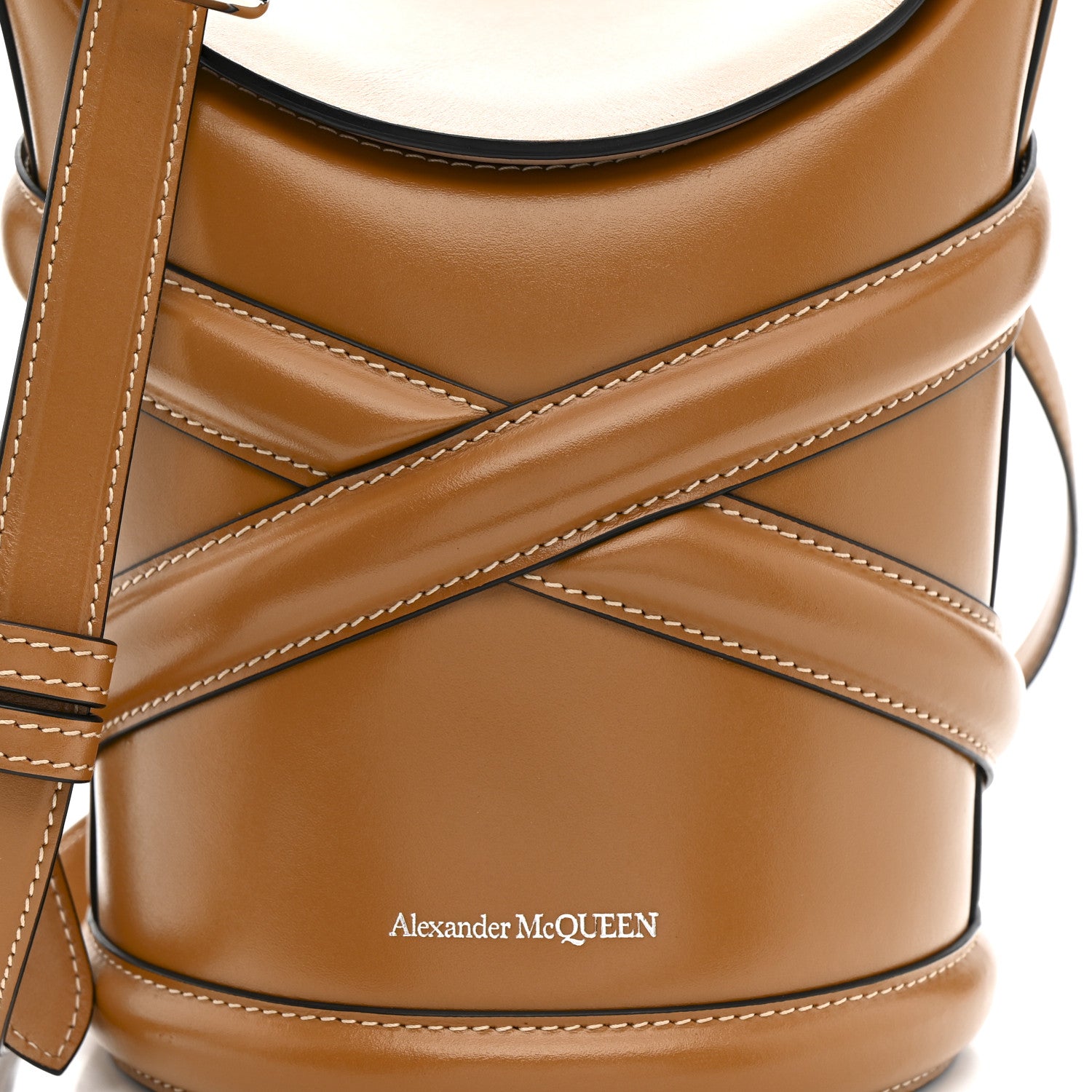 Alexander McQueen Calfskin Mini Curve Bucket Bag Tan 7 of 10