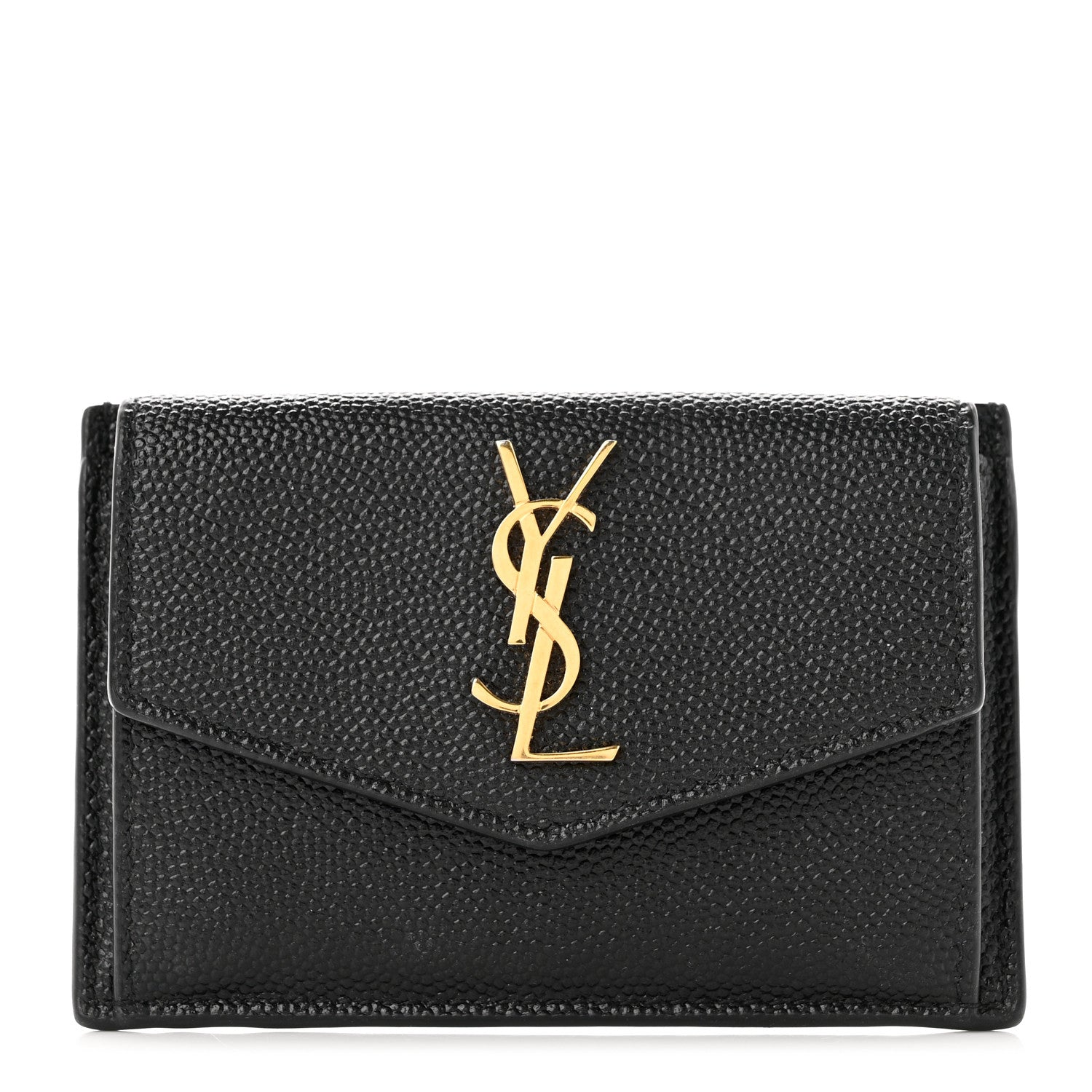 Saint Laurent Grain De Poudre Uptown Monogram Card Case Black 1 of 6