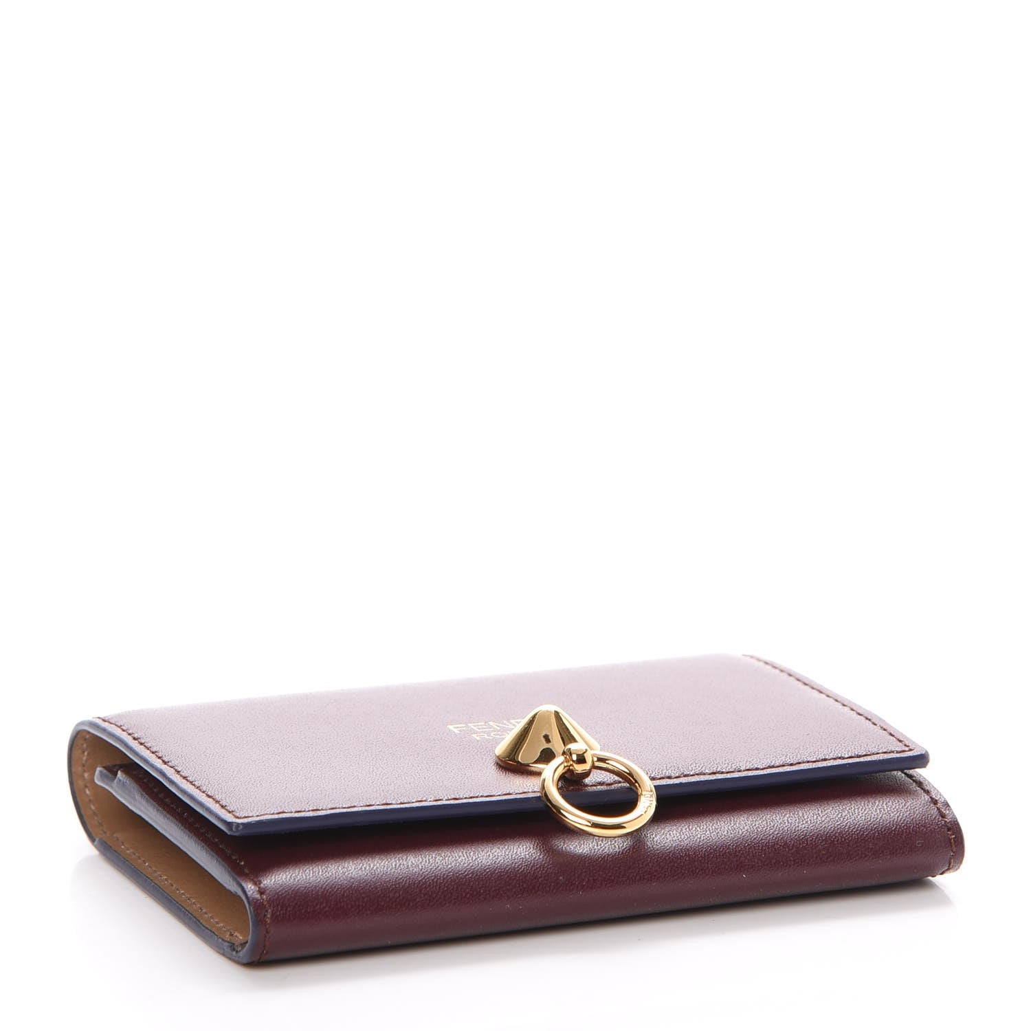 Fendi Vitello Liberty Vitello Century Bi-Color By The Way Gusseted Cardholder Bordeaux Sand 4 of 8