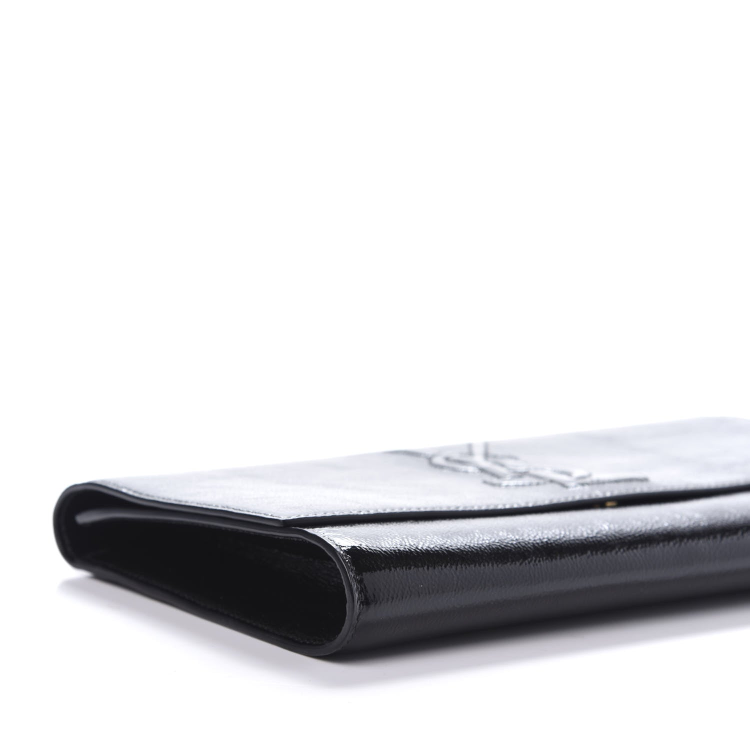 Saint Laurent Textured Patent Monogram Large Belle De Jour Clutch Black 6 of 9