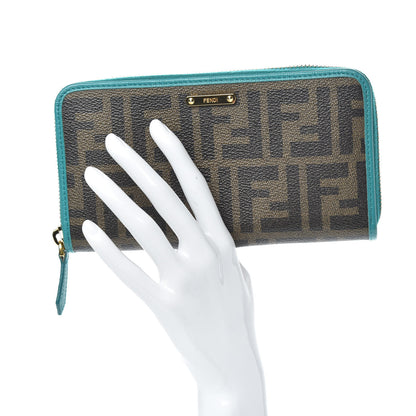 Fendi Zucca Spalmati Vitello Elite Zip Around Wallet Tobacco Lago 2 of 9