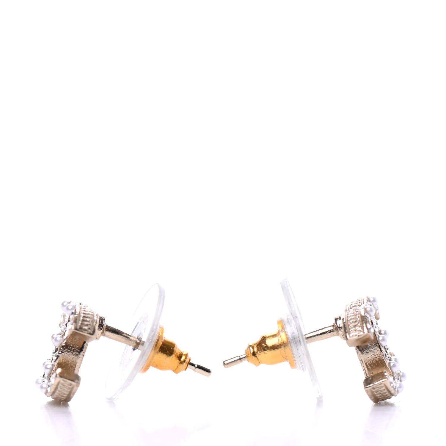 Chanel Pearl Crystal CC Earrings Gold 3 of 5