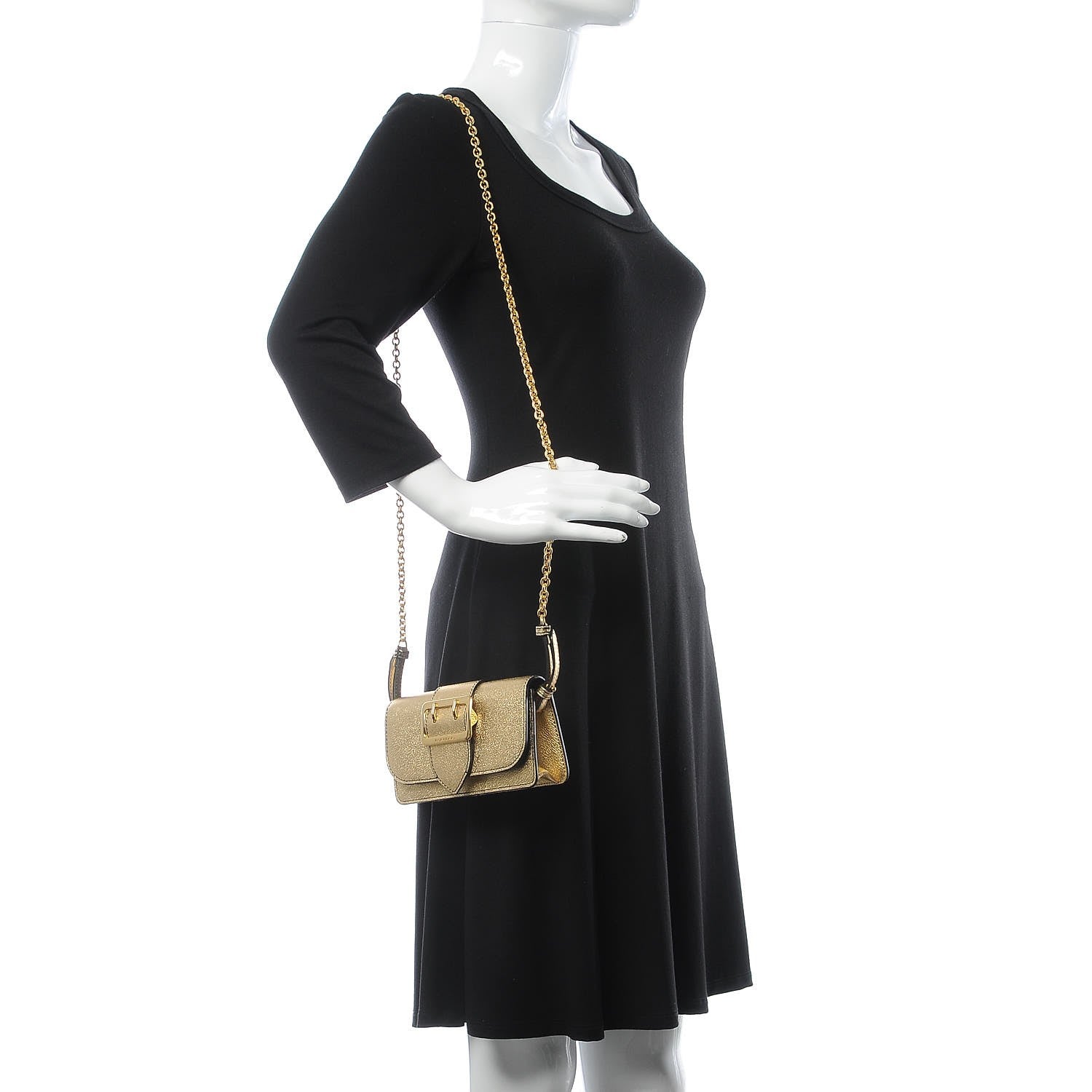Burberry Metallic Grainy Calfskin Mini Buckle Bag Gold 2 of 8
