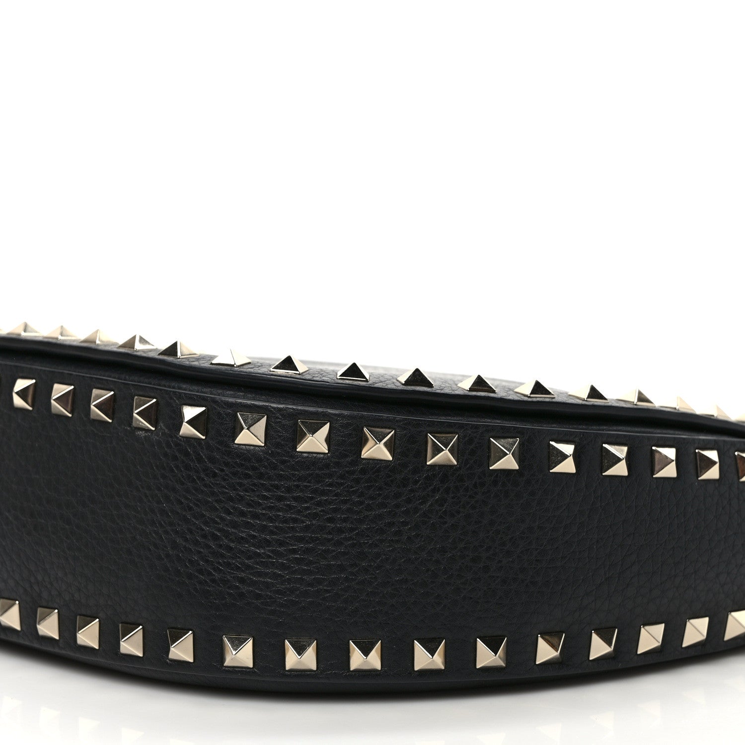 Valentino Garavani Calfskin Large Rockstud Halfmoon Saddle Bag Black 7 of 8