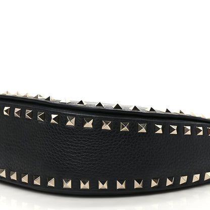 Valentino Garavani Calfskin Large Rockstud Halfmoon Saddle Bag Black 7 of 8