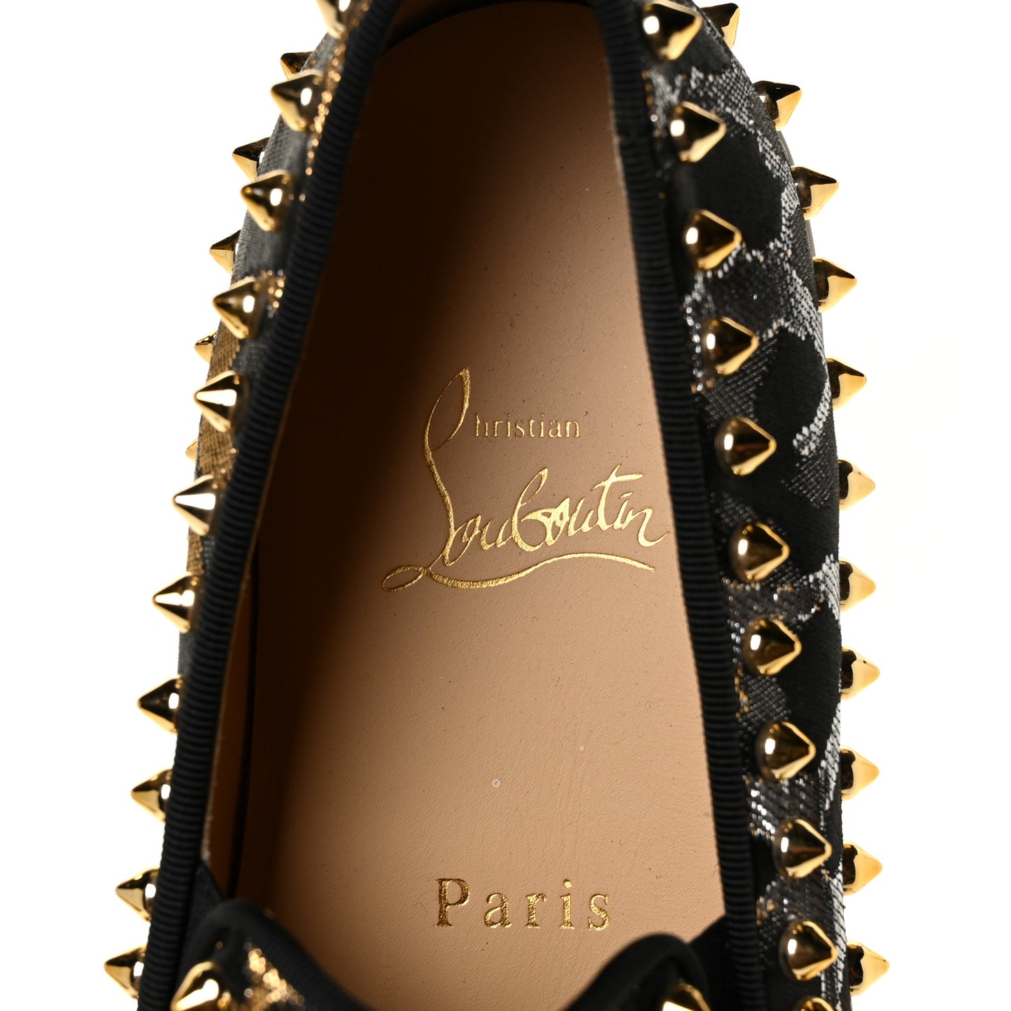 Metallic Lurex Studded Feline Womens Pik Boat Flats 38 Black Gold