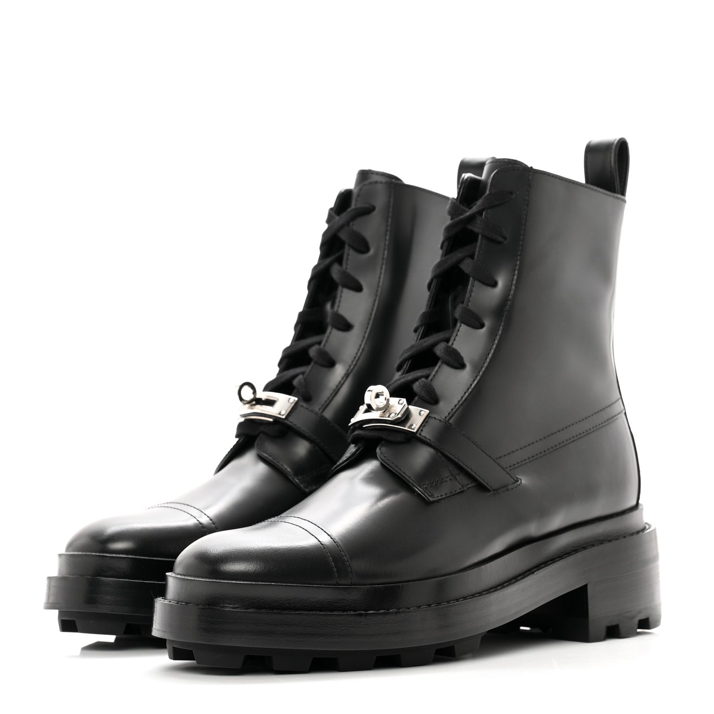 Glossed Calfskin Funk Ankle Boots 36 Black