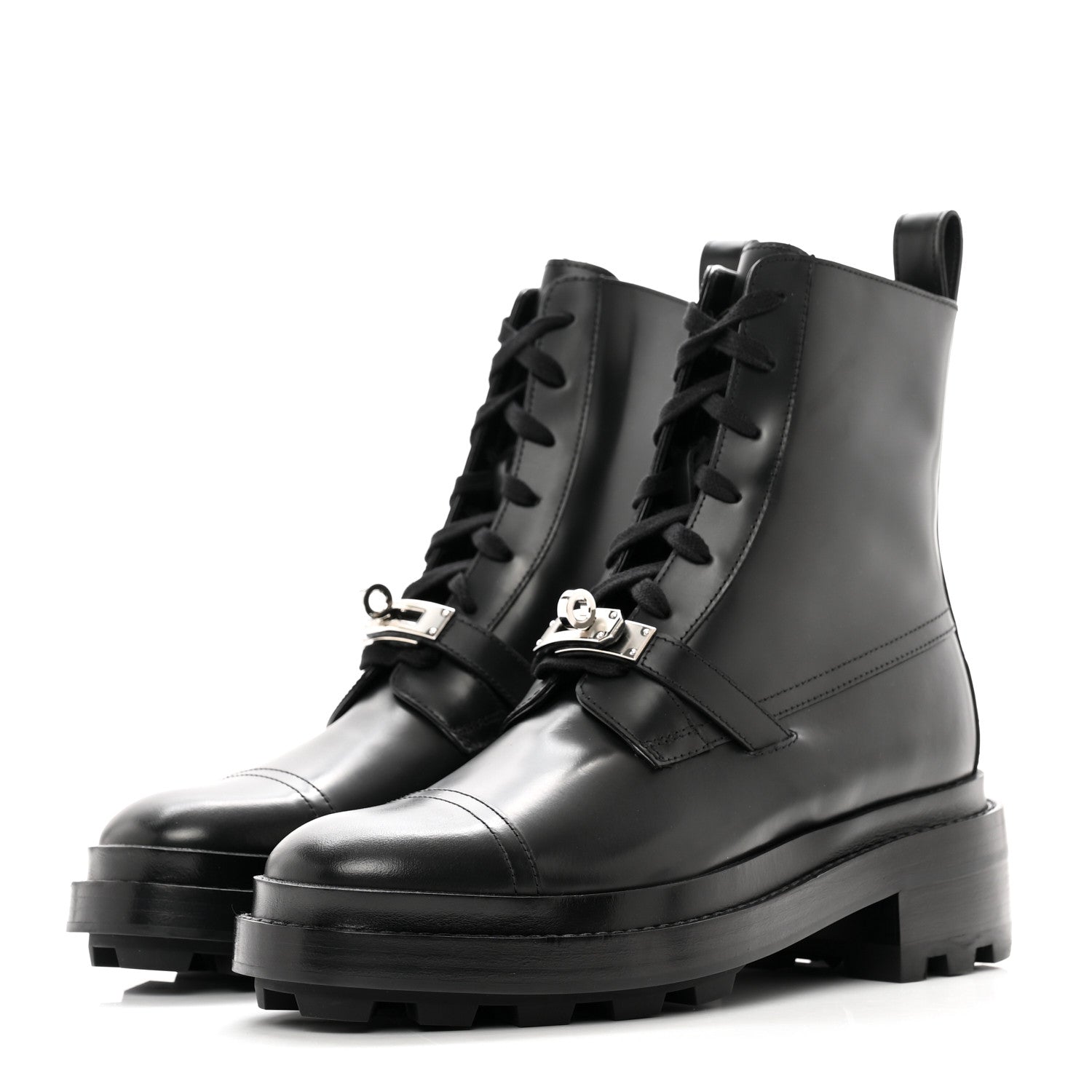 Hermes Glossed Calfskin Funk Ankle Boots 36 Black 3 of 9