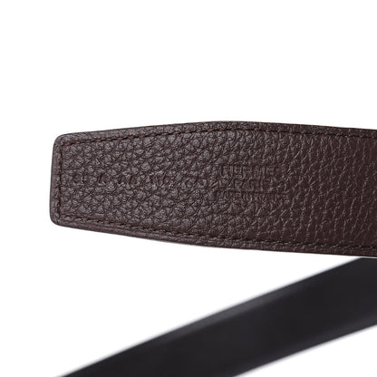 Hermes Box Togo 32mm Guilloche H Belt 95 Black Chocolate 7 of 8