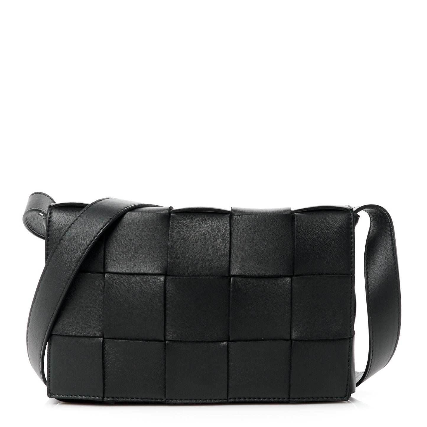 Lambskin Maxi Intrecciato Cassette Crossbody Bag Black
