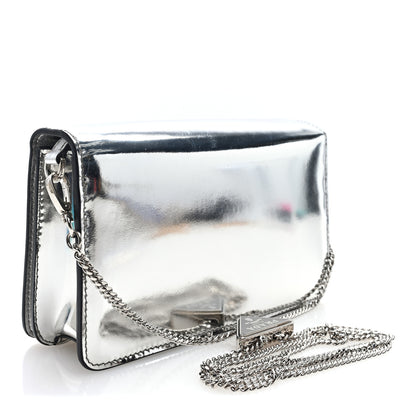 Prada Spazzolato Flap Slide Chain Shoulder Bag Argento Argento 3 of 9