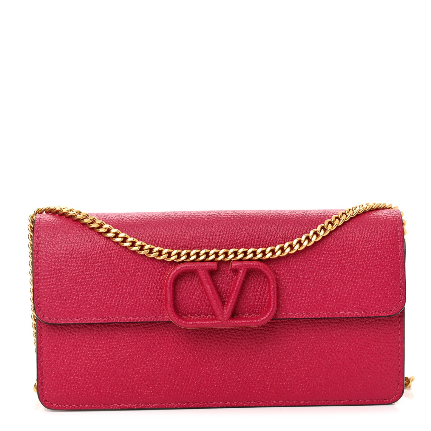 Grained Calfskin VSling Wallet On Chain Raspberry