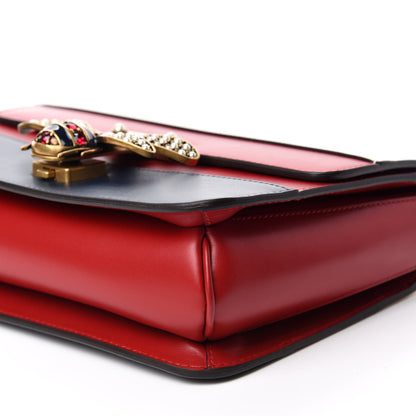 Gucci Calfskin Sylvie Web Queen Margaret Shoulder Bag Blue Agata Hibiscus Red Mystic White 7 of 10