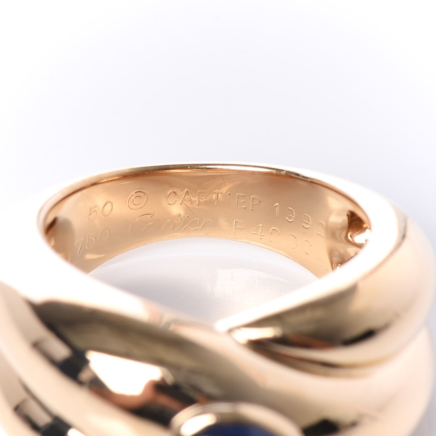 Cartier 18K Yellow Gold Blue Sapphire Colisee Ring 50 5.25 5 of 5
