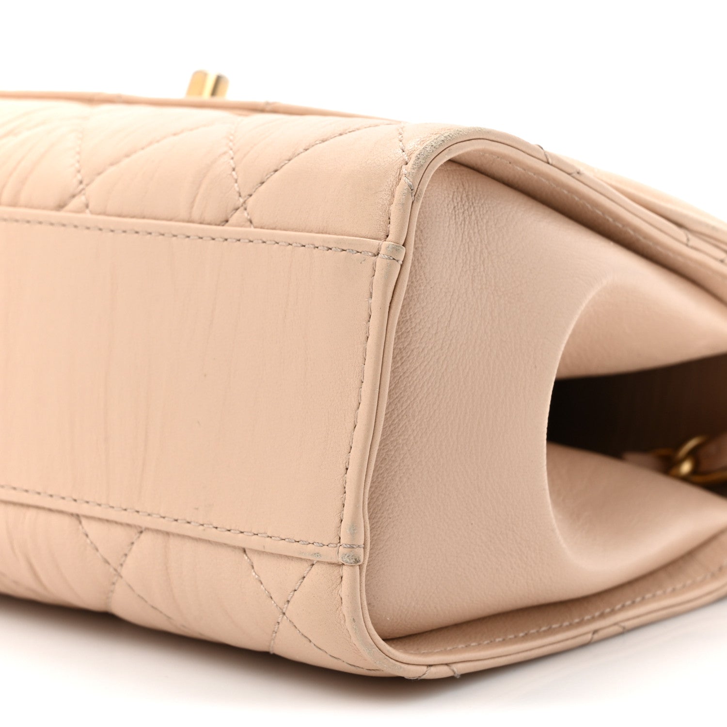 Chanel Crumpled Lambskin Quilted Small CC Links Top Handle Flap Beige 9 of 18