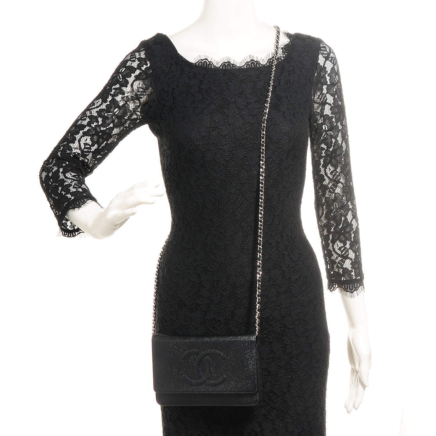 Chanel Caviar Timeless CC Wallet on Chain WOC Black 2 of 9