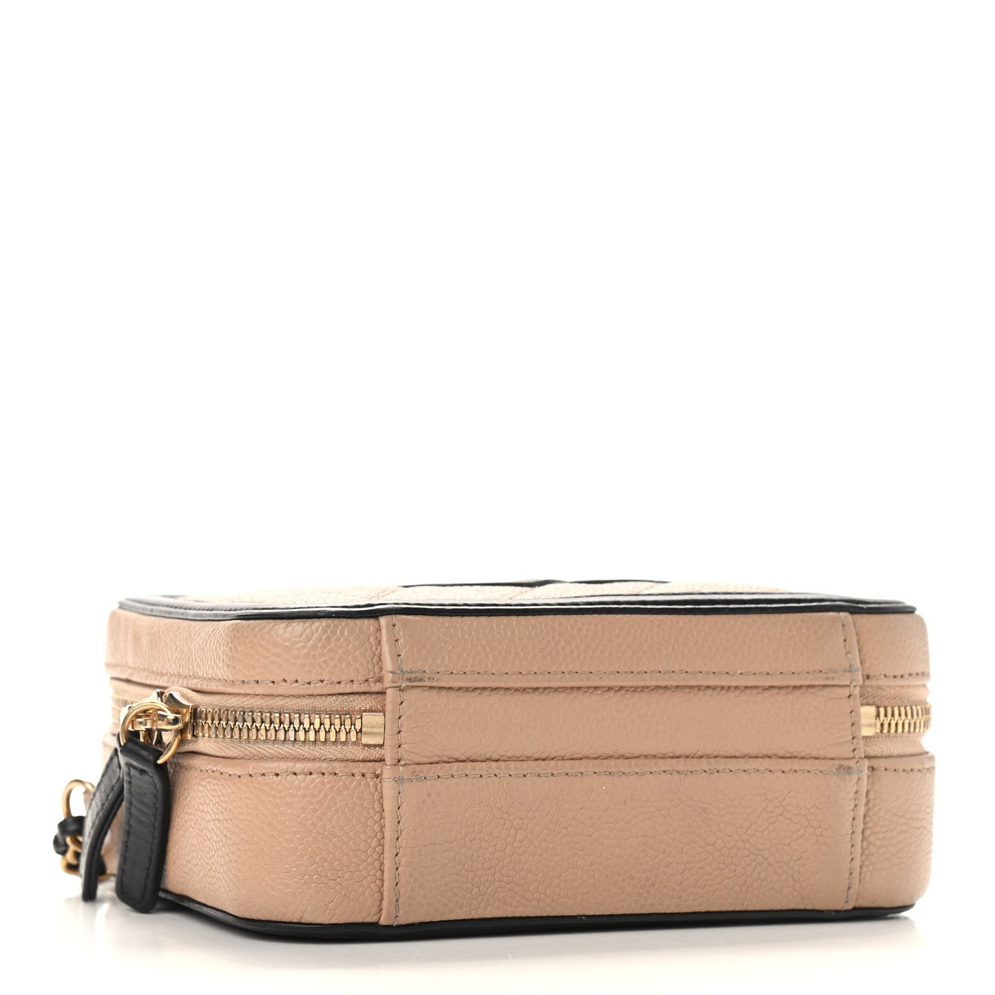Caviar Quilted Small CC Filigree Vanity Case Beige Black