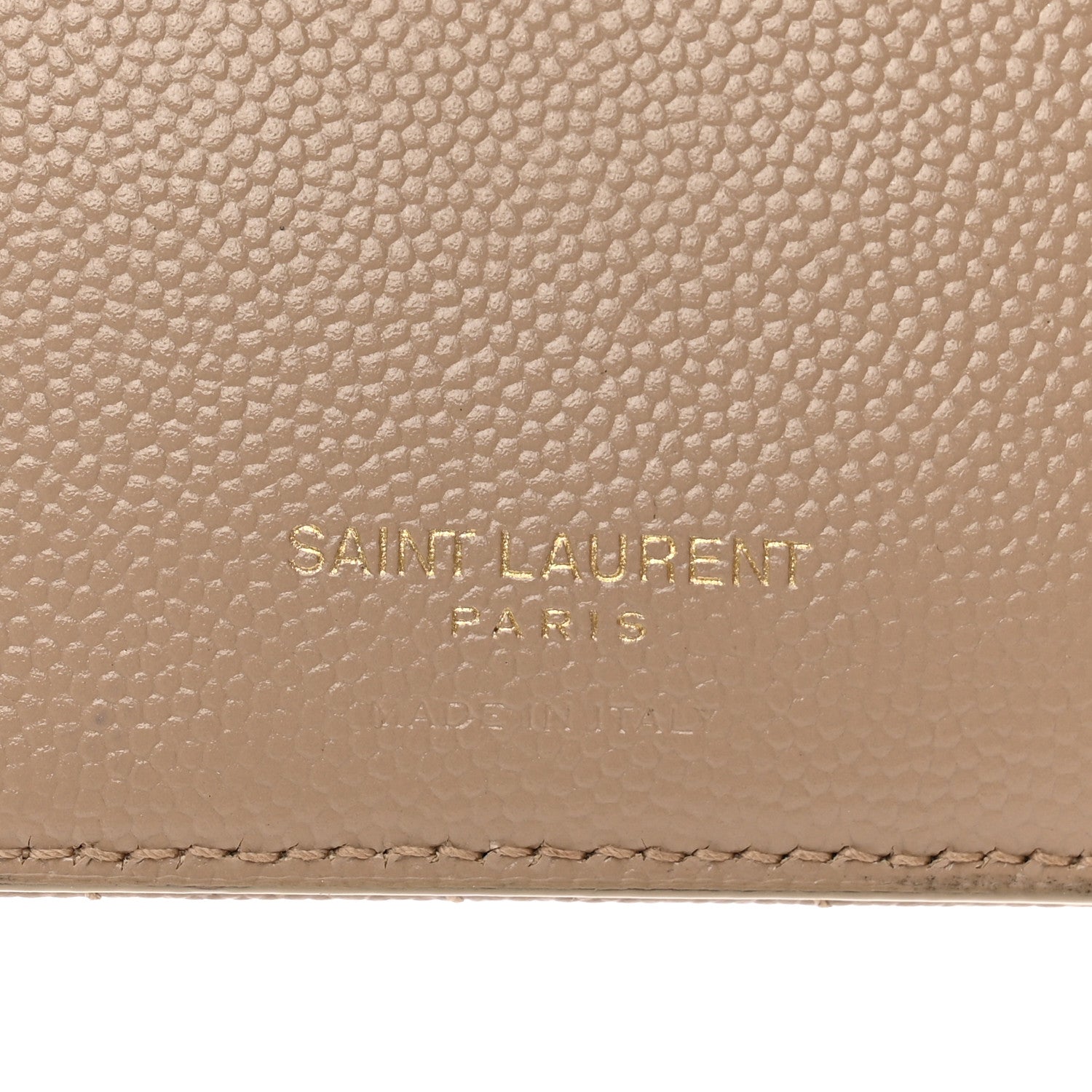 Saint Laurent Grain De Poudre Matelasse Chevron Monogram Zipped Two-Part Wallet Dark Beige 6 of 6