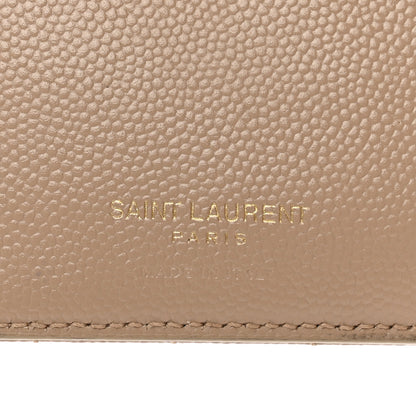 Saint Laurent Grain De Poudre Matelasse Chevron Monogram Zipped Two-Part Wallet Dark Beige 6 of 6