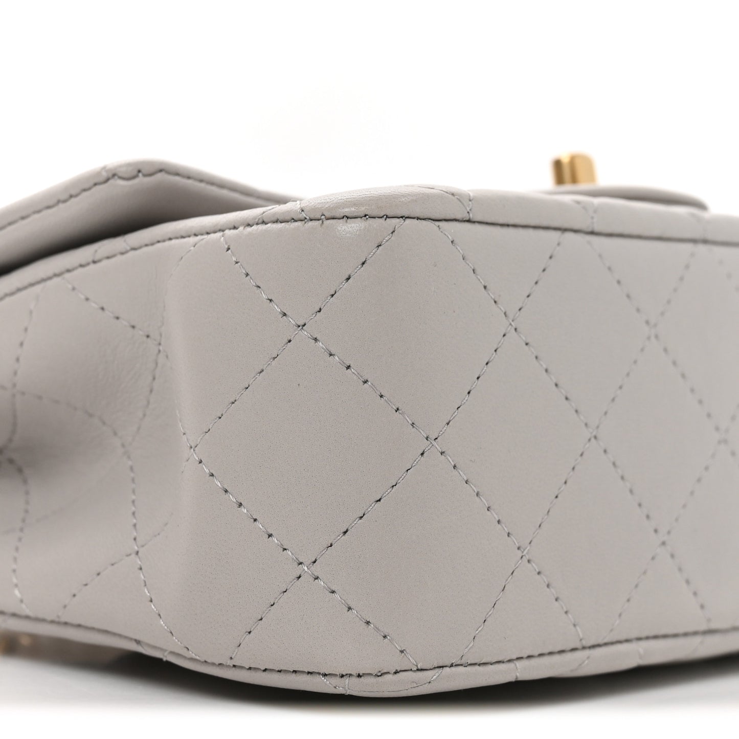 Lambskin Quilted Mini Top Handle Rectangular Flap Grey