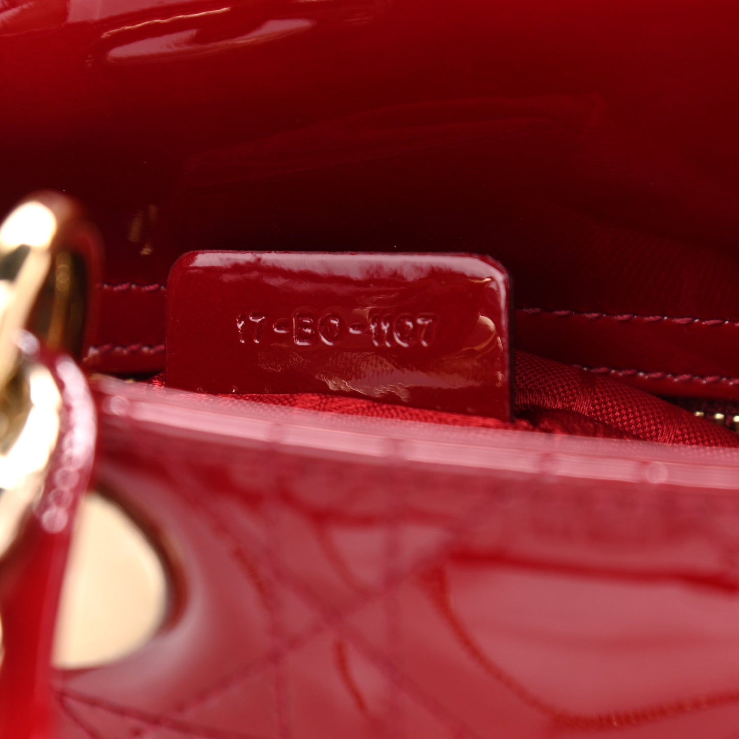 Patent Cannage Mini Lady Dior Red