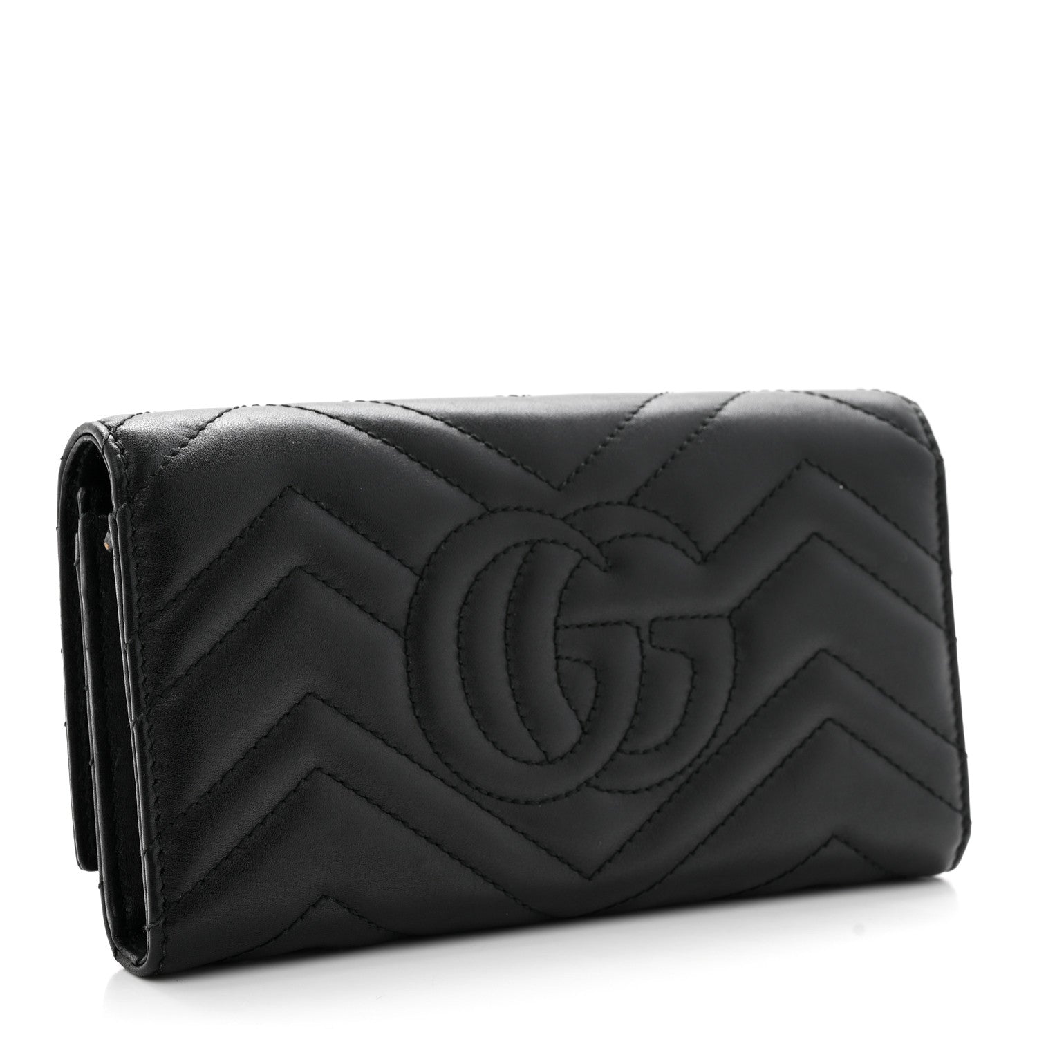 Gucci Calfskin Matelasse GG Marmont Continental Wallet Black 3 of 9