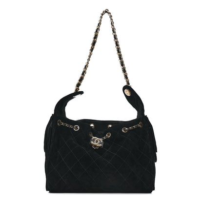 Chanel Suede Quilted Small Chanel 25 Handbag Black 1 of 11