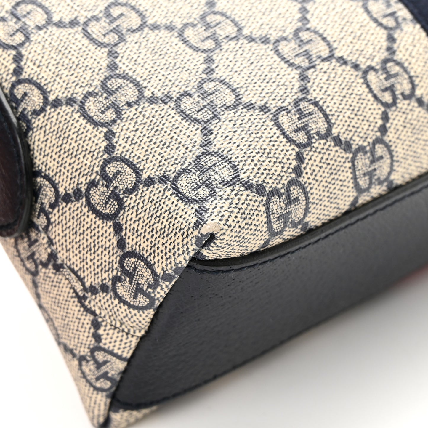 GG Supreme Monogram Textured Dollar Calfskin Web Small Ophidia Dome Shoulder Bag Beige Blue