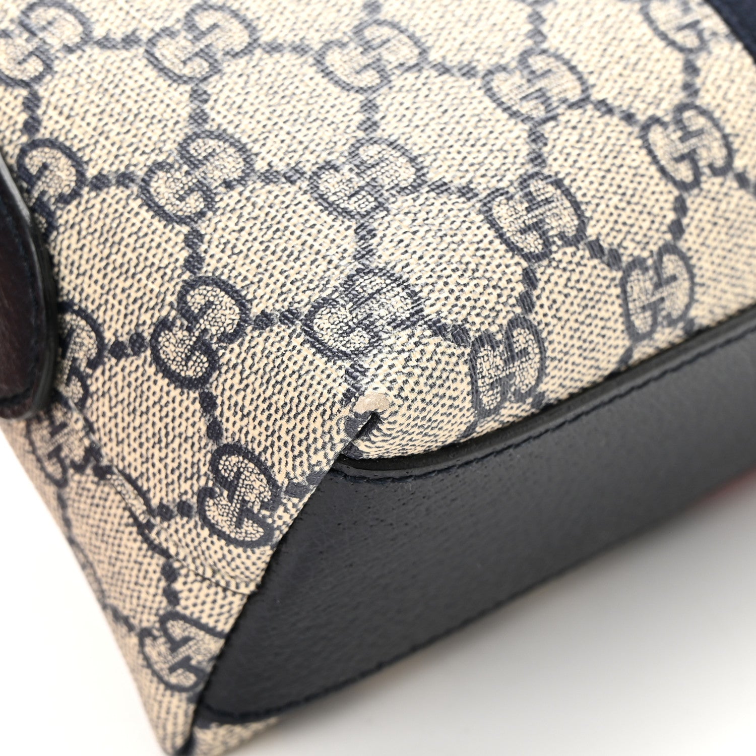 Gucci GG Supreme Monogram Textured Dollar Calfskin Web Small Ophidia Dome Shoulder Bag Beige Blue 11 of 12