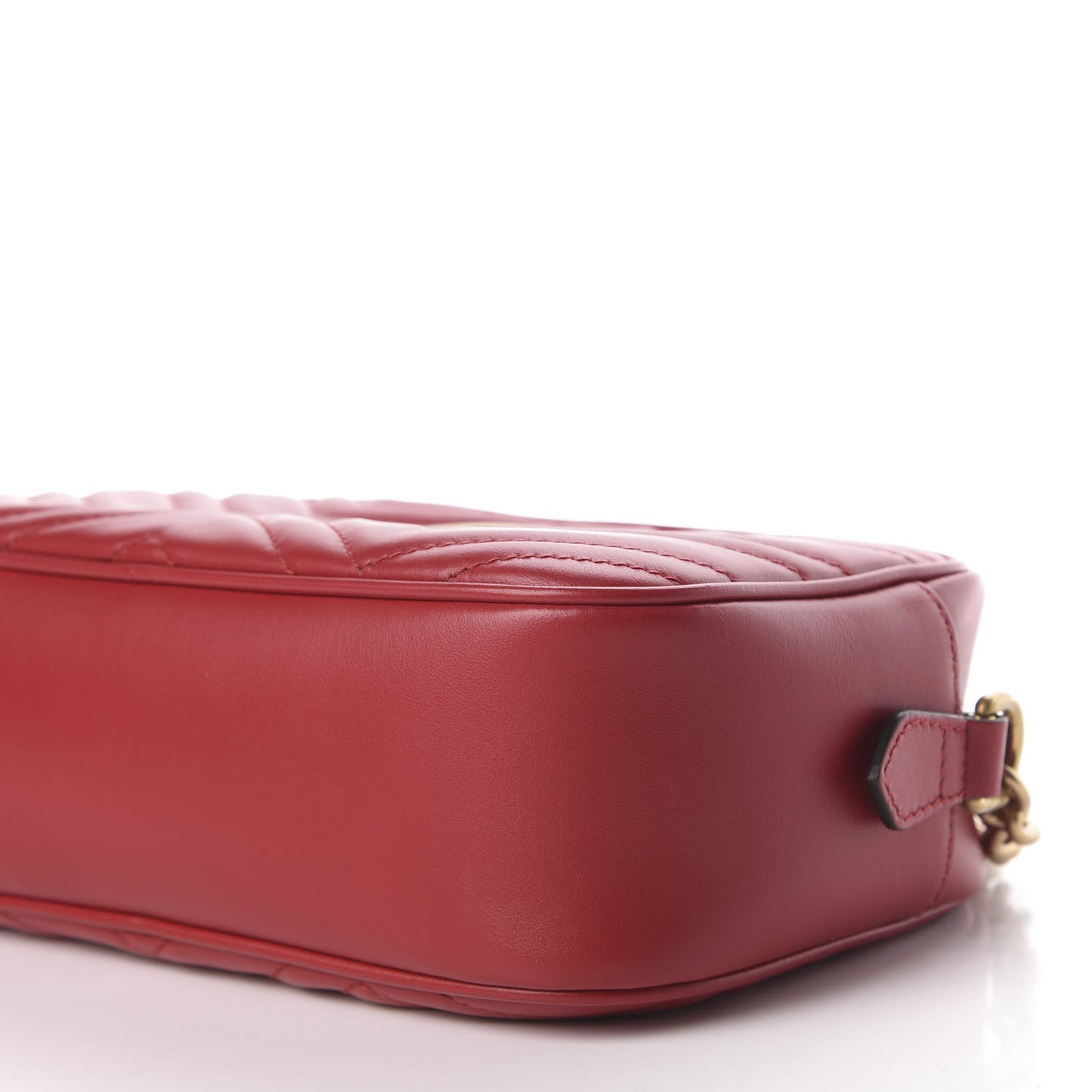 Calfskin Matelasse Small GG Marmont Chain Shoulder Bag Hibiscus Red