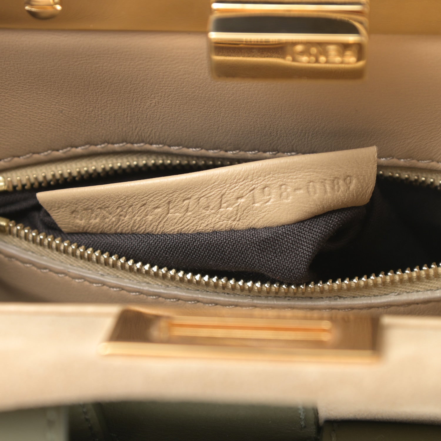 Fendi Suede Shiny Nappa Mini Pocket Peekaboo Iconic Satchel Nude Equatore 8 of 11